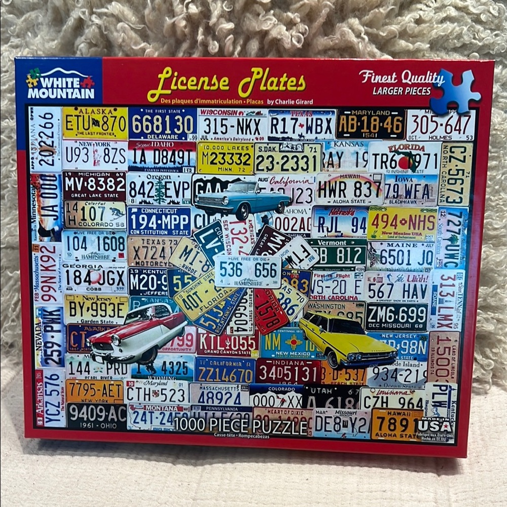White Mountain 🔴2/$20Colorful License Plates State plates Puzzle 1000 pcs